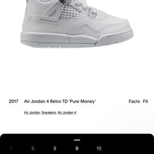 Toddler air Jordans retro 4 “pure money”